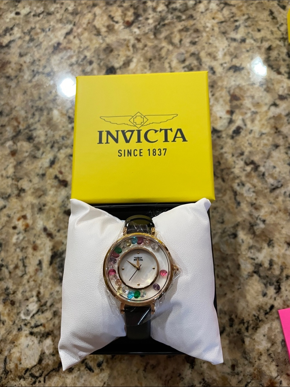 Invicta Celestial Gold Tone Women's Watch with Multicolored Floating Gem Accents
